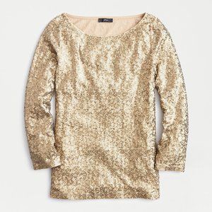 NWT J Crew Drapey ROSE GOLD Sequin Top Tee Shirt XXS & XS MSRP $80